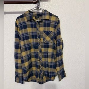 Vans Men's Casual Blue and Yellow Checkered Shirt